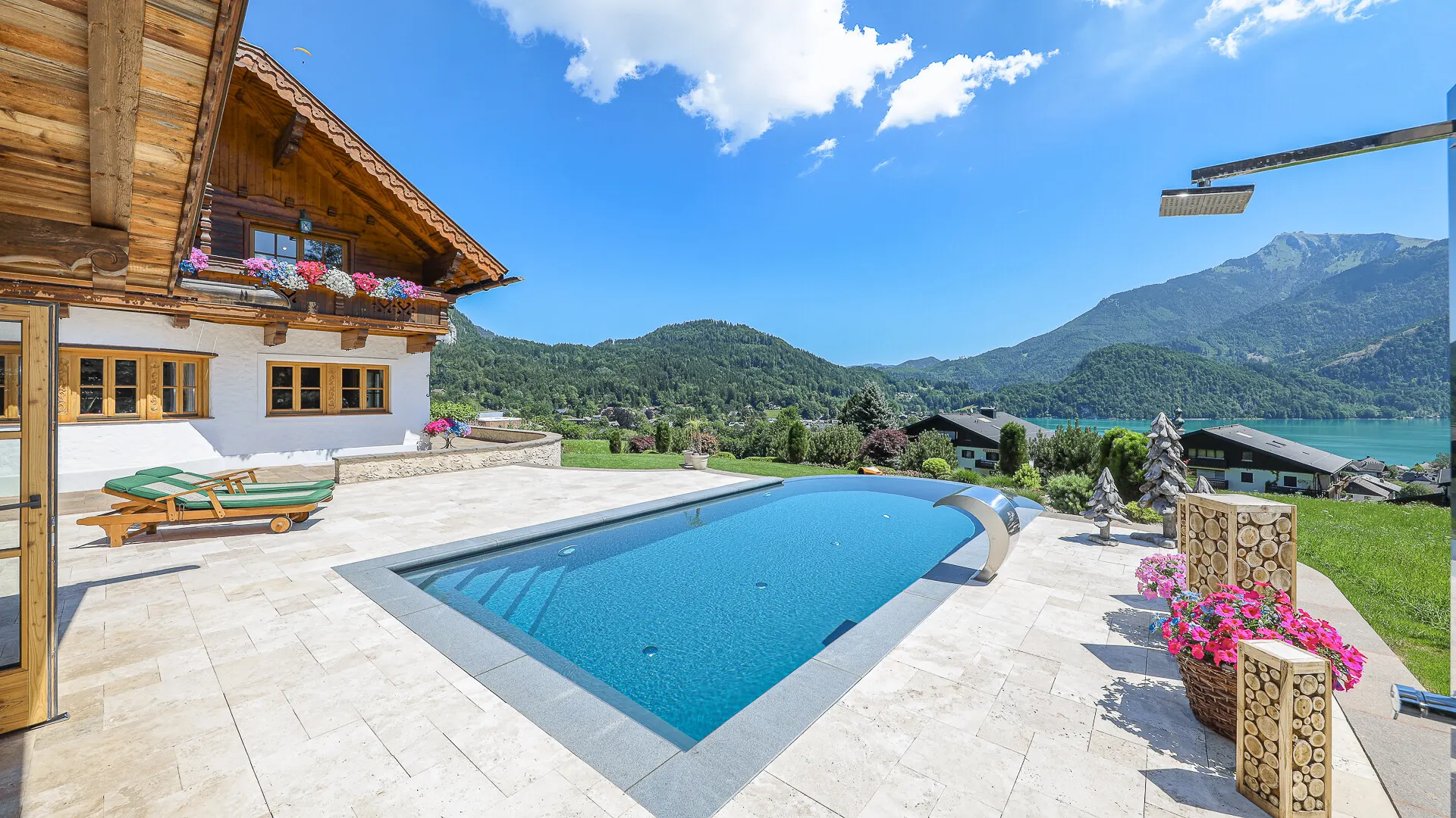 KITZIMMO-Einzigartige Landhausvilla mit Pool und unverbaubarem Seeblick - Immobilien St. Gilgen.
